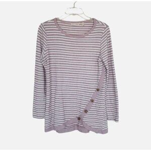 Striped Long Sleeve Top With Button Detail By Soft Surroundings